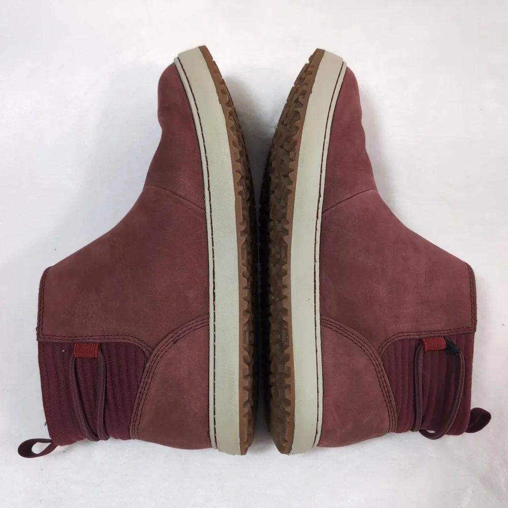 LL Bean Mountainside Toggle Boots Women 9 Red Nubuck Leather 507151 Pull On Ankl